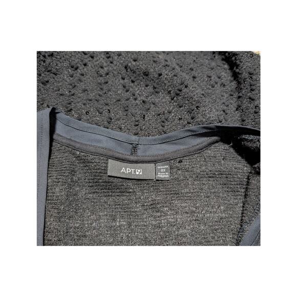 Apt. 9 Women's Black Sweater Cardigan Sequins Nubby Knit‎ Mesh Strip Size 0X - Picture 6 of 8